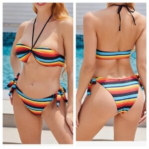 Bandeau Tie Front High Cut Bikini